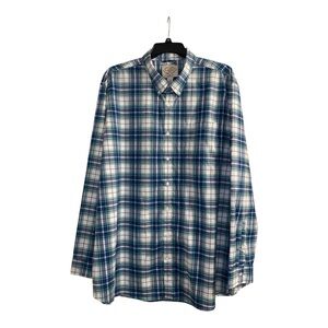 St. John’s Bay 3XLT Mens Plaid Casual Shirt Navy/Green Long Sleeve Button Down